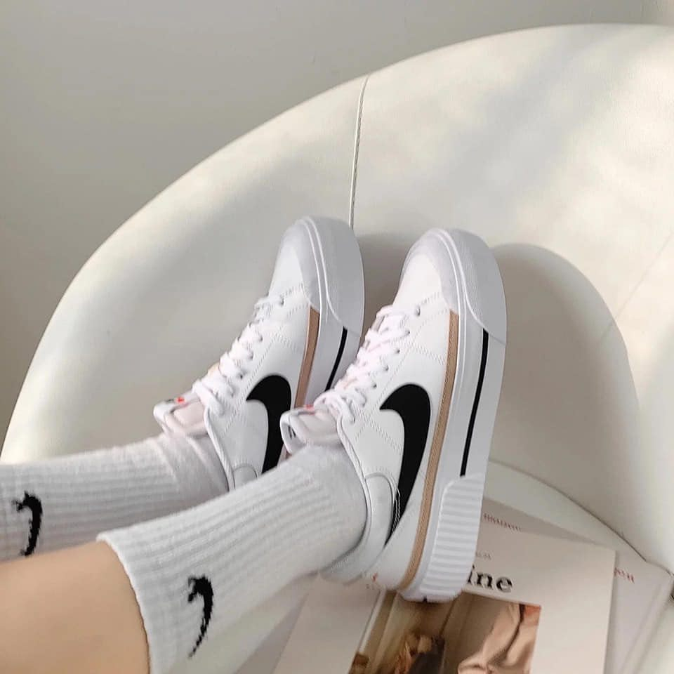 Giày N.i.k.e Court Legacy Lift Low - *Black/White* - Code: DM7590-100