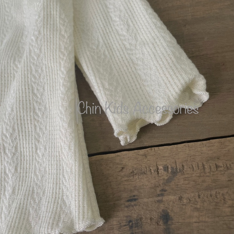 Áo dài tay cotton gân kiểu mềm mại cho bé gái