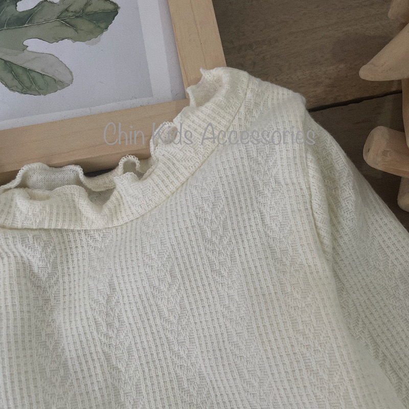 Áo dài tay cotton gân kiểu mềm mại cho bé gái