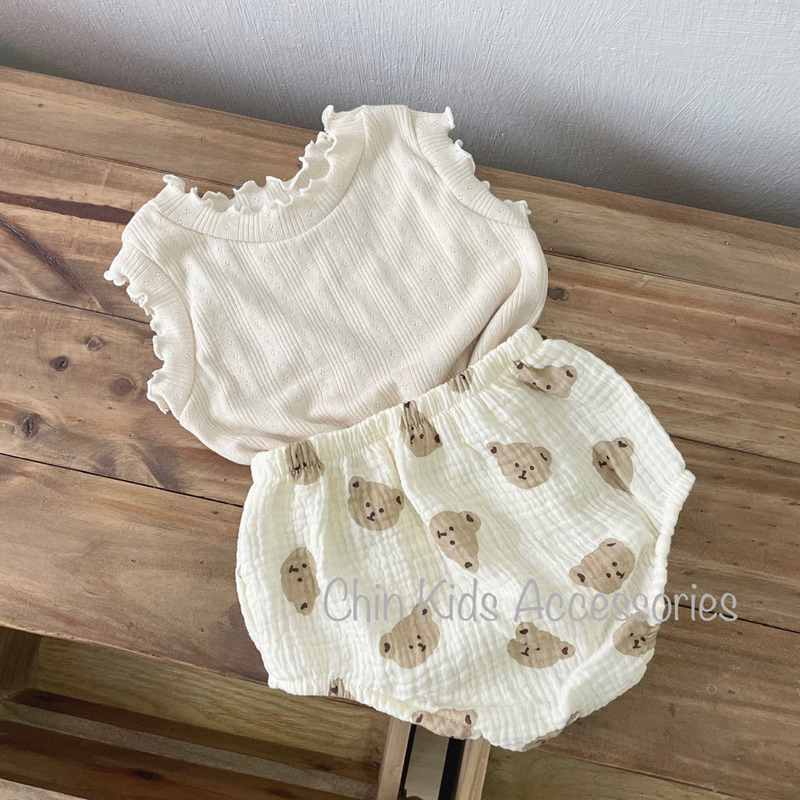 Áo ngắn tay, ,cộc tay cotton thông hơi viền bèo cho bé gái