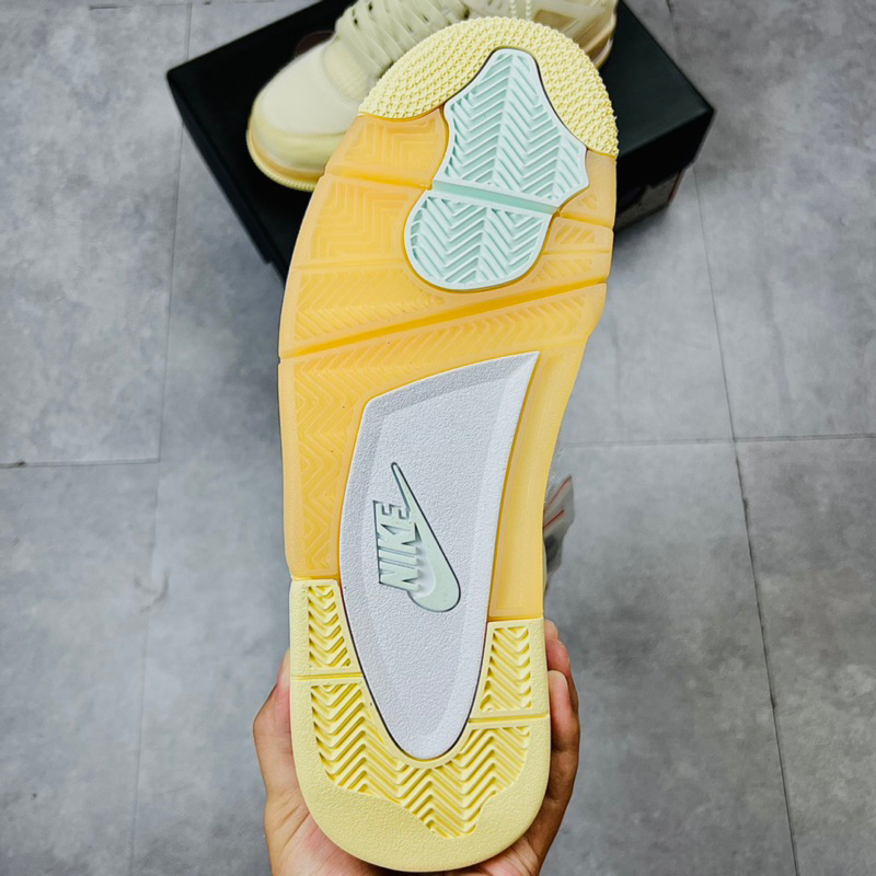 Giày Sneaker Cổ Cao Air Jordan 4 Retro Off White Sail Da Lộn Phấn CV9388-100 Hàng SC FULL PK