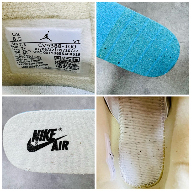 Giày Sneaker Cổ Cao Air Jordan 4 Retro Off White Sail Da Lộn Phấn CV9388-100 Hàng SC FULL PK