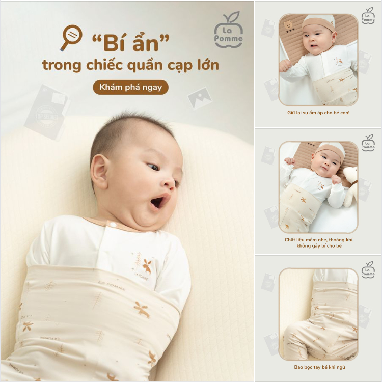 Bộ sơ sinh màu Nâu La Pomme Hươu nhỏ quần + áo