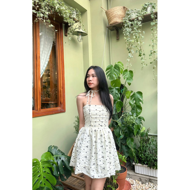 GORGEOUS - Đầm hoa buộc dây nơ cổ - JANET DRESS