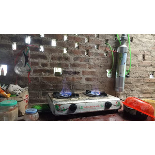 bếp biogas đôi mặt inox
