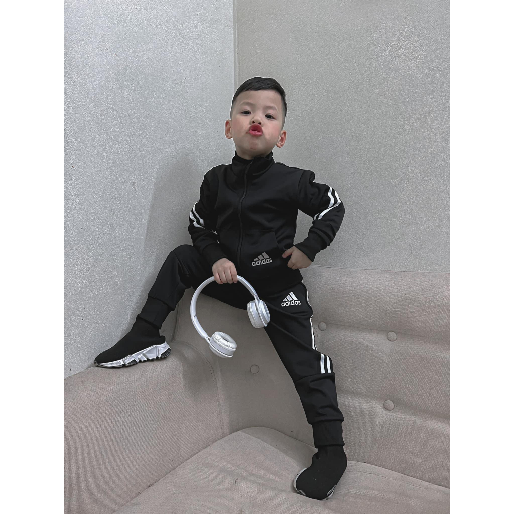 Bộ quần áo ADIDAS màu Đen kiểu dáng đơn giản dễ mặc cho bé trai và bé gái  SHOP BÔM BÔM KIDS