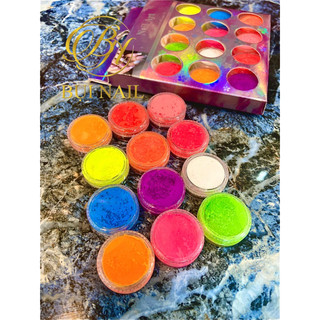 BỘT DẶM OMBRE NAIL MÀU DẠ QUANG PHONG CÁCH CHÂU ÂU 12 MÀU