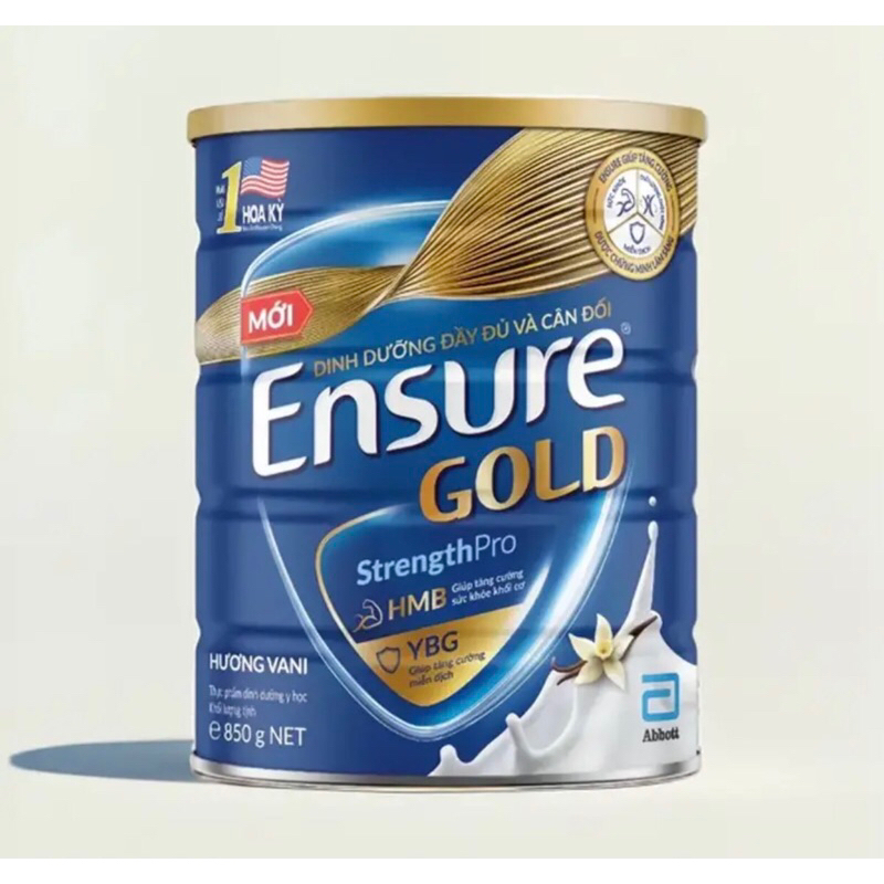 (Mẫu Mới) Sữa bột Ensure Gold Abbott hương vani (HMB) 850g