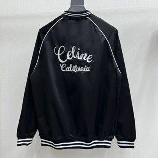 Áo Khoác Bomber Gió Nam Ce.line Sọc Dây Nổi Chéo Vai Thêu Chữ Sau Lưng Lót Gió 2 Lớp Đơn Giản Cho Các Boy Phố 2023