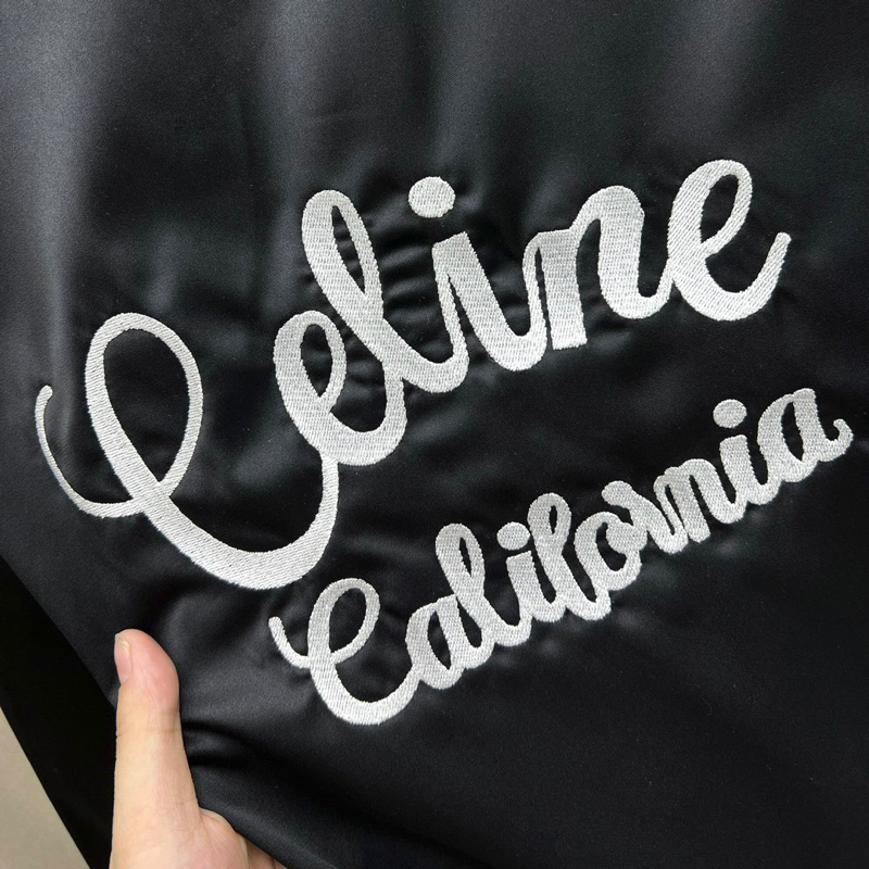 Áo Khoác Bomber Gió Nam Ce.line Sọc Dây Nổi Chéo Vai Thêu Chữ Sau Lưng Lót Gió 2 Lớp Đơn Giản Cho Các Boy Phố 2023