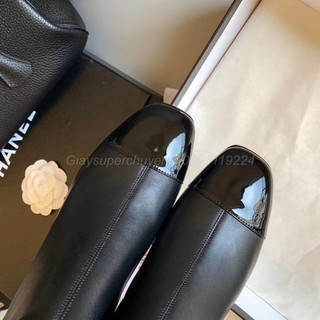 bốt cn gót thấp ,boot chane.l da khoá kéo bít mũi fullbox