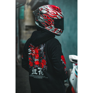 Áo hoodie biker prostreet blood flower v1