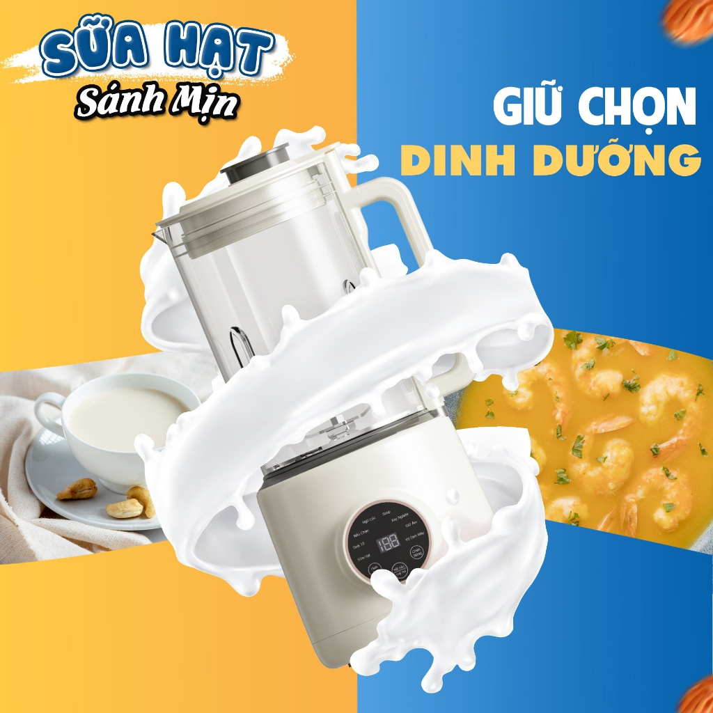 Máy làm sữa hạt Gilux GLJ16 + TẶNG Sách công thức, Máy nấu sữa hạt 1.5L Bảo Hành 12 tháng