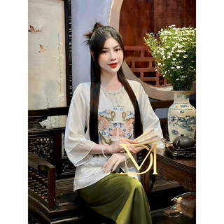 Đồ lam đi chùa , bộ phật tử lễ chùa chất vải lụa haida cao cấp thêu phượng