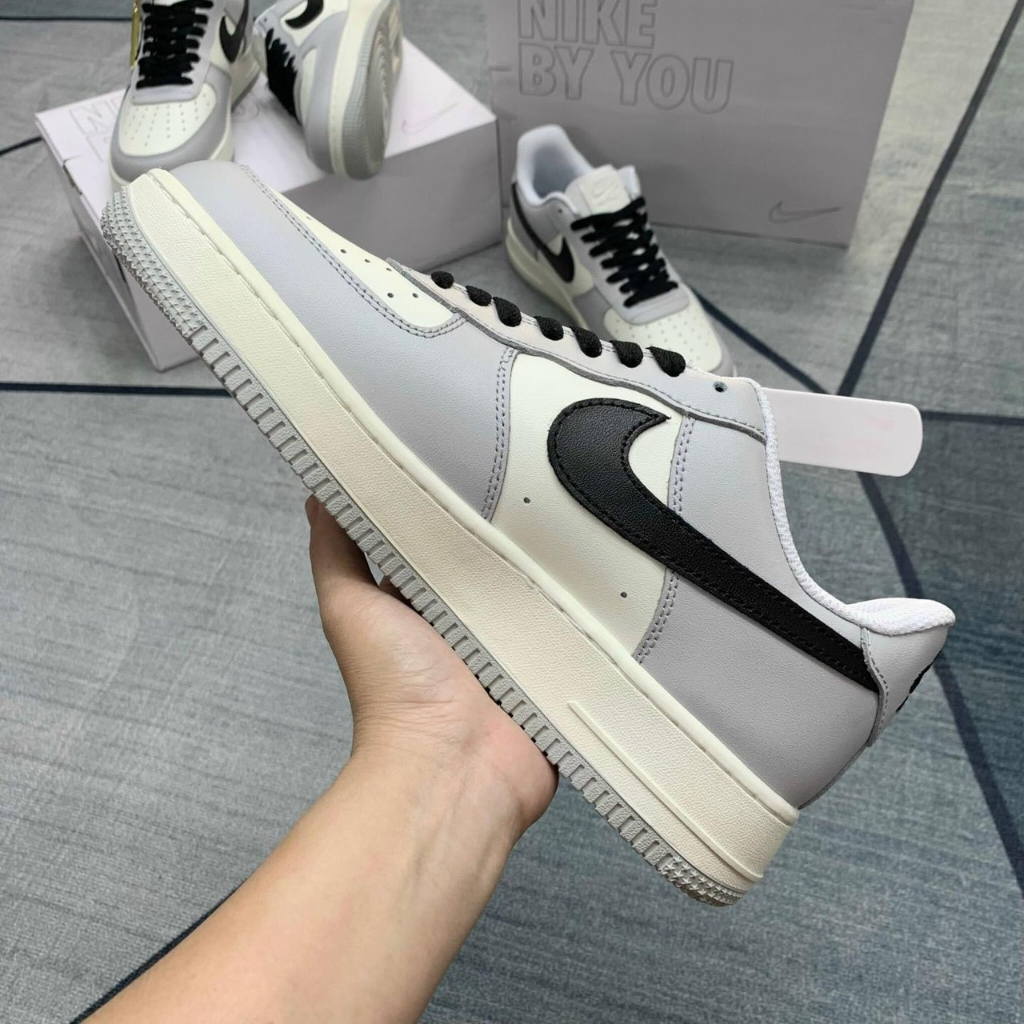 Giày Thể Thao AF1 Xám Móc Đen Nam Nữ,Giày Sneakers Air Force 1 Xám Vệt Đen Bàn Chải Siêu Hot 2023 Cao Cấp