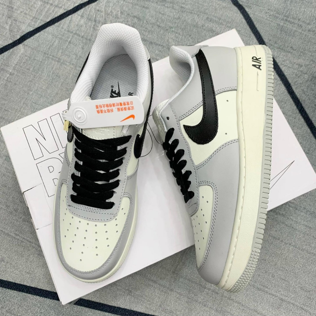 Giày Thể Thao AF1 Xám Móc Đen Nam Nữ,Giày Sneakers Air Force 1 Xám Vệt Đen Bàn Chải Siêu Hot 2023 Cao Cấp