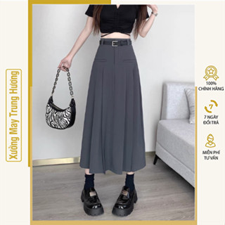  Chân Váy Xếp Ly Dáng Dài  Chân Váy Ulzzang Có Xẻ Trước Túi Cơi 2 Bên Phong Cách Hàn Quốc Lên Form Xinh 
