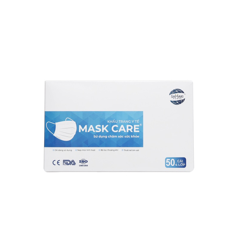 Khẩu trang y tế Mask Care 4 lớp màu trắng.