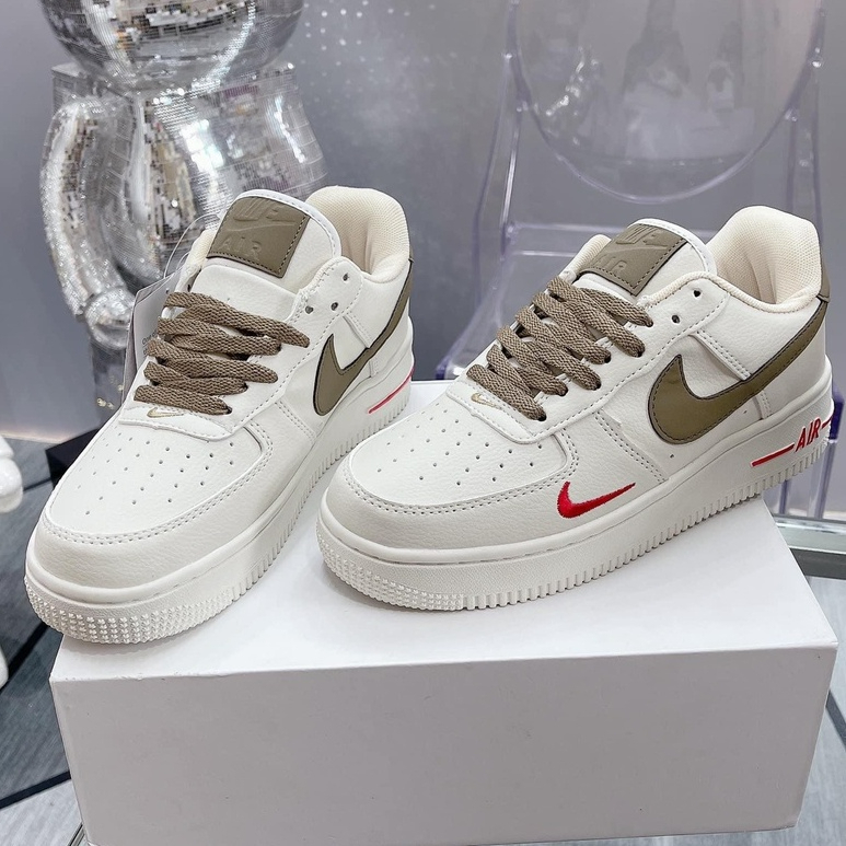 Giày Nike_Air Force 1 Custom Vệt Nâu Bản Cao Cấp , Giày AF1 Màu Kem Vệt Nâu Đế Air Nguyên Bản Đủ Size 36-43 Hottrend