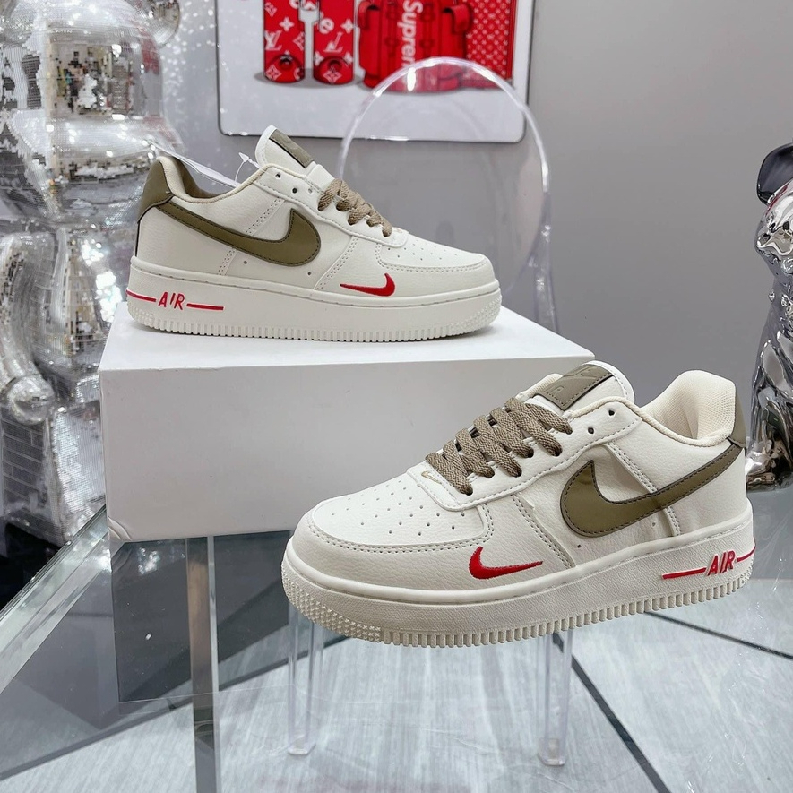 Giày Nike_Air Force 1 Custom Vệt Nâu Bản Cao Cấp , Giày AF1 Màu Kem Vệt Nâu Đế Air Nguyên Bản Đủ Size 36-43 Hottrend