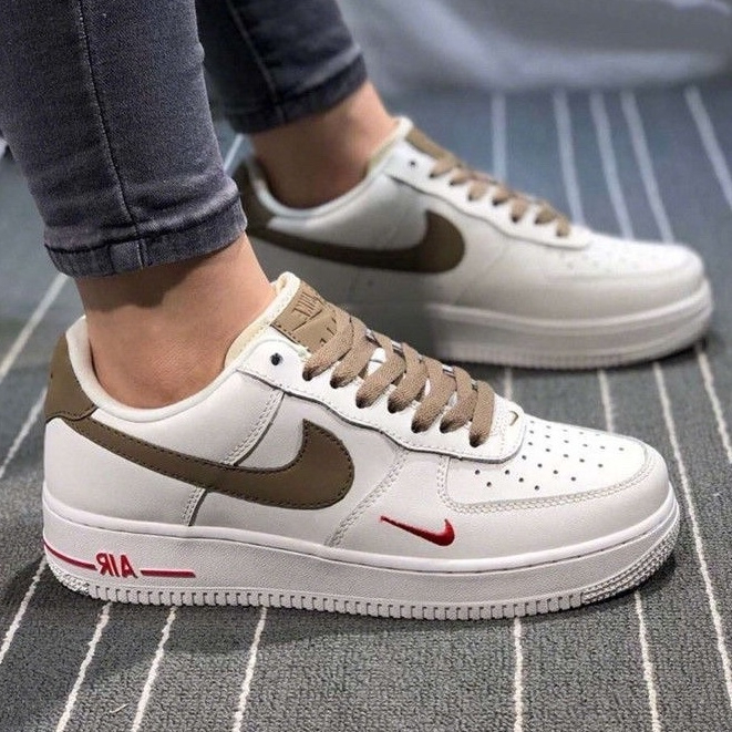 Giày Nike_Air Force 1 Custom Vệt Nâu Bản Cao Cấp , Giày AF1 Màu Kem Vệt Nâu Đế Air Nguyên Bản Đủ Size 36-43 Hottrend