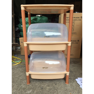 [FREE SHIP] Kệ úp chén, bát nhiều tầng có nắp đậy nhựa Việt Nhật- đồ dùng nhà bếp bằng nhựa cao cấp an toàn
