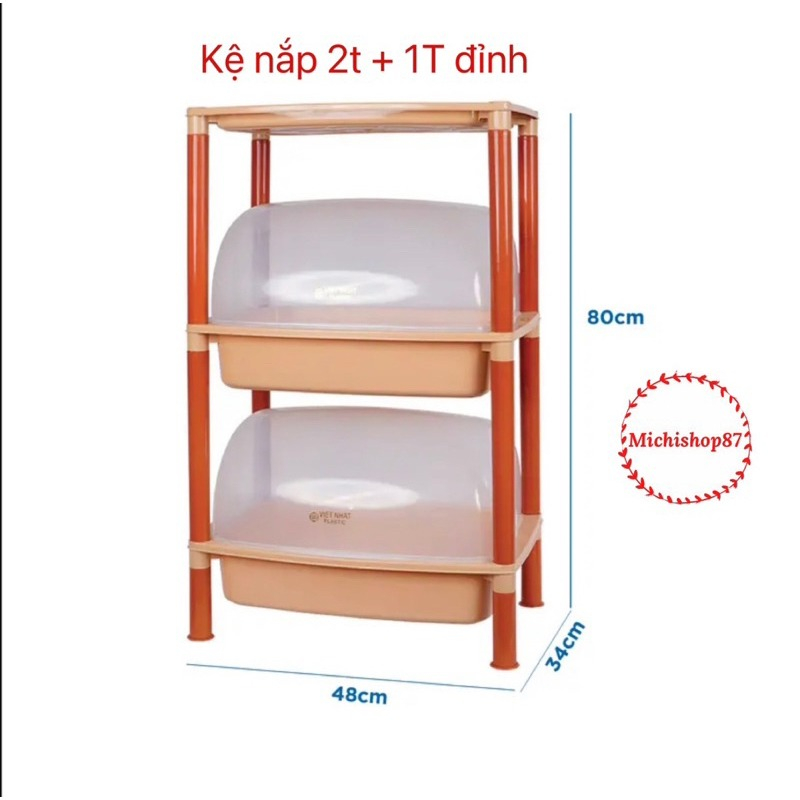 Kệ đựng đồ đa năng 3 tầng ,kệ úp bát đĩa có nắp đậy , giá để bát đũa 4 tầng nhựa việt nhật cao cấp.