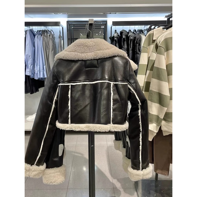 Áo khoác da ZR lót lông cừu