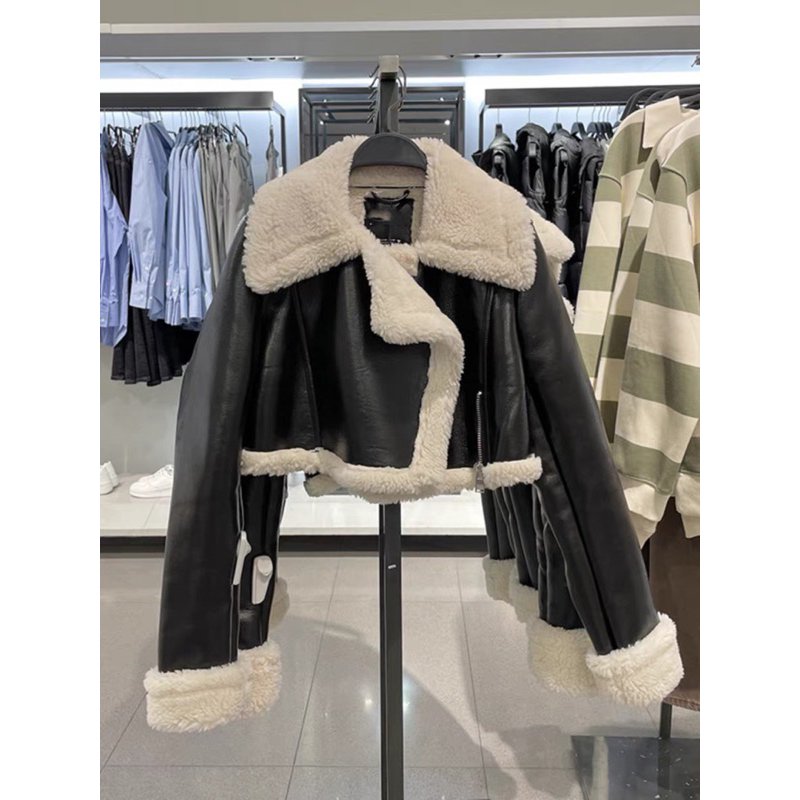Áo khoác da ZR lót lông cừu
