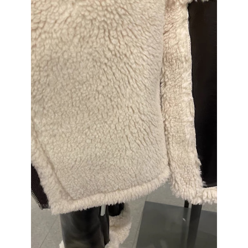 Áo khoác da ZR lót lông cừu