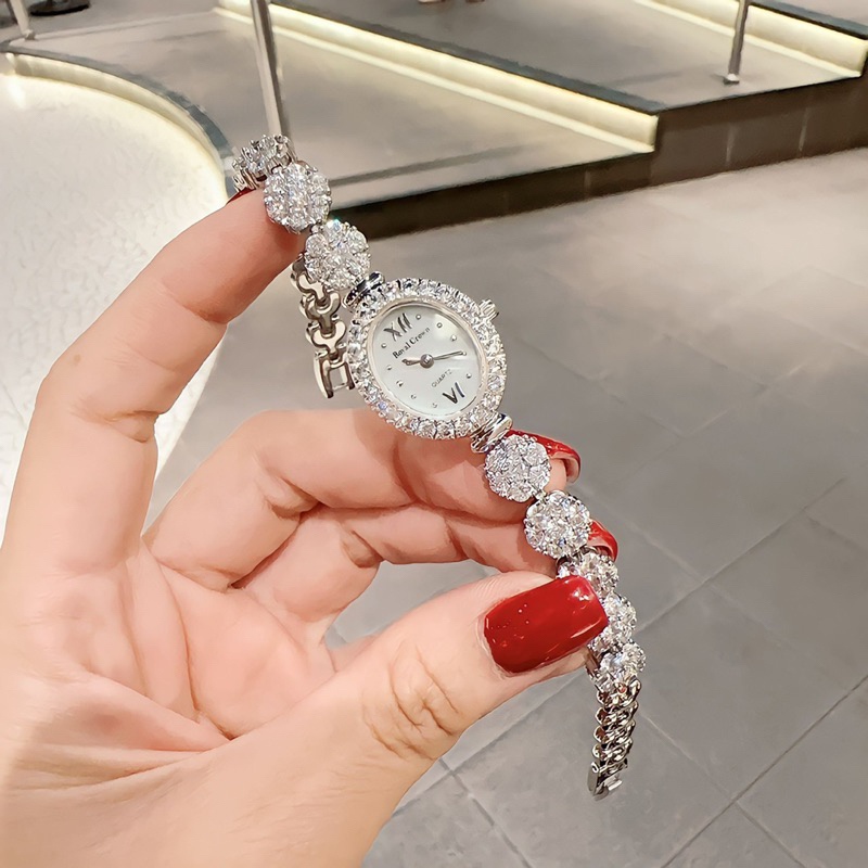 Đồng hồ nữ chính hãng Royal Crown 1516 mặt ovan đính đá dây thép không gỉ