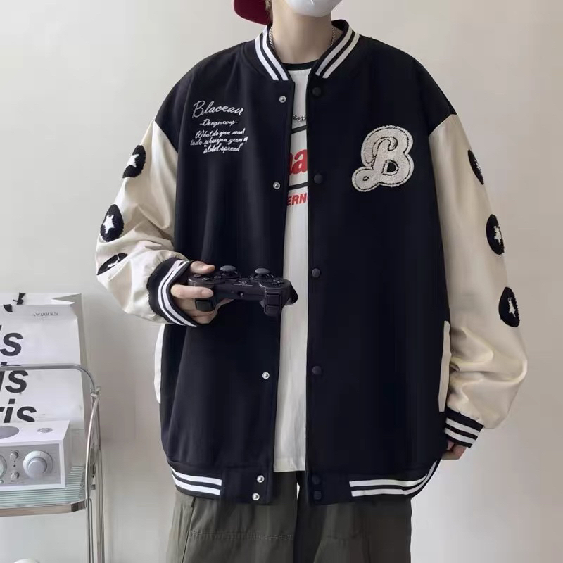 Áo khoác unisex bóng chày phối tay in hình bánh big size 100kg