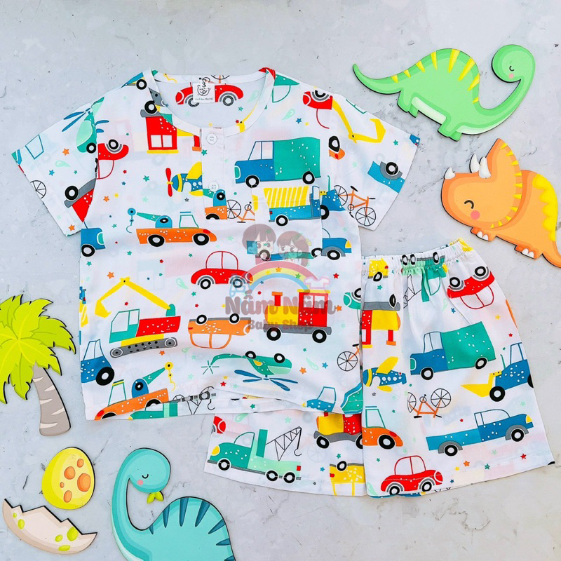 Bộ tay ngắn quần đùi bé trai chất lanh/tole Bảo Sam