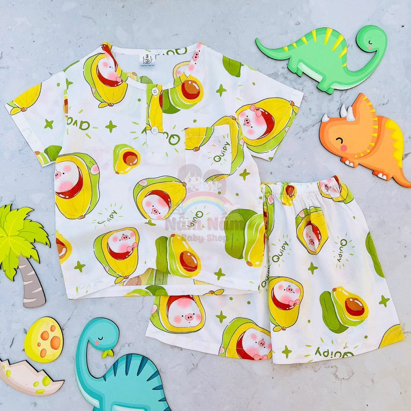 Bộ tay ngắn quần đùi bé trai chất lanh/tole Bảo Sam