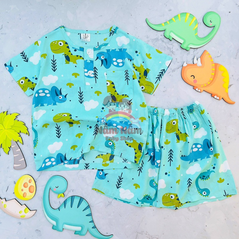 Bộ tay ngắn quần đùi bé trai chất lanh/tole Bảo Sam