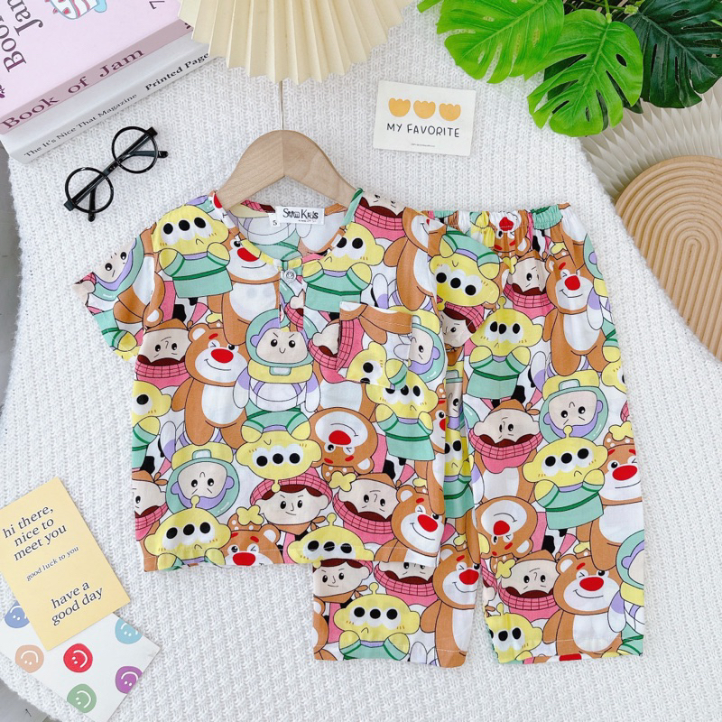 Bộ tay ngắn quần dài bé trai chất lanh/tole Bảo Sam
