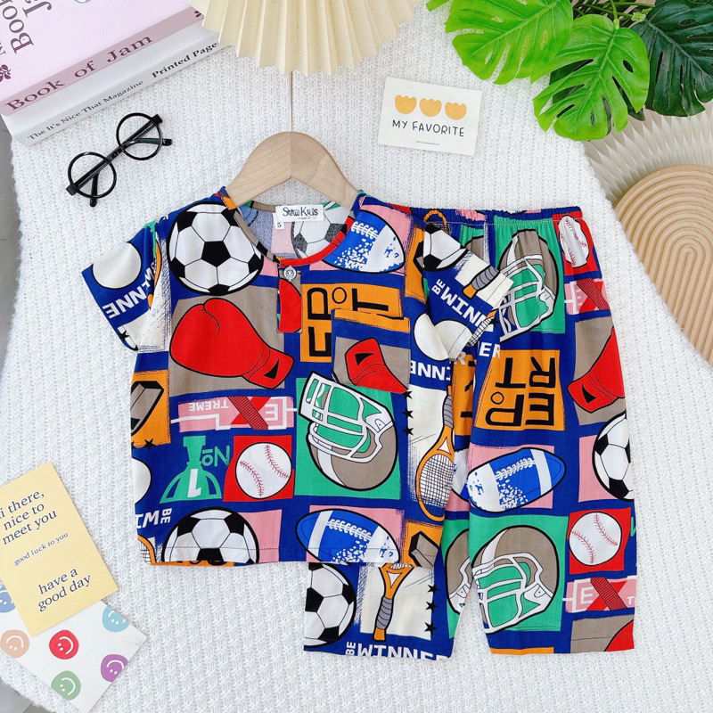 Bộ tay ngắn quần dài bé trai chất lanh/tole Bảo Sam