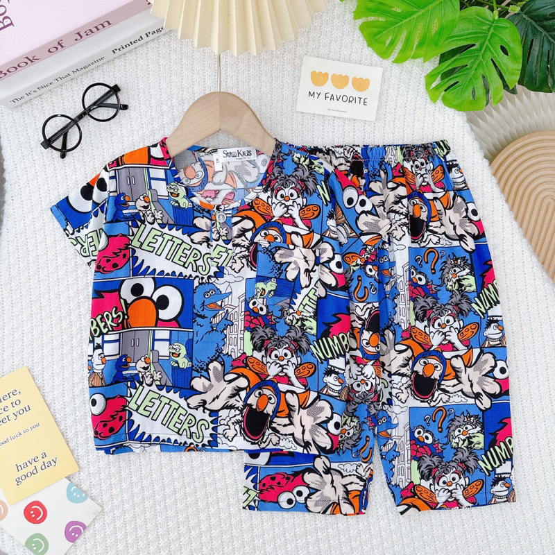 Bộ tay ngắn quần dài bé trai chất lanh/tole Bảo Sam