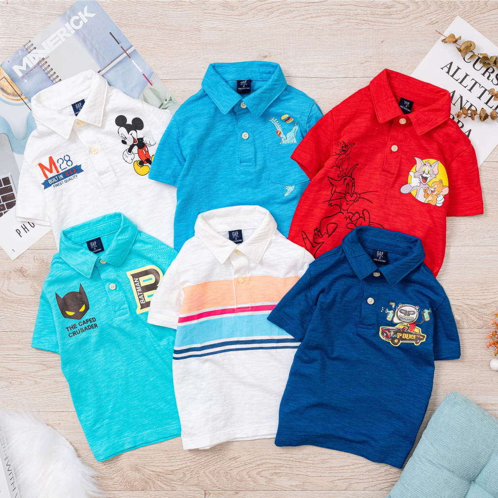 Áo thun polo bé trai size 11kg đến 53kg tay ngắn chất liệu cotton xược thoáng mát in hình cho bé APL01