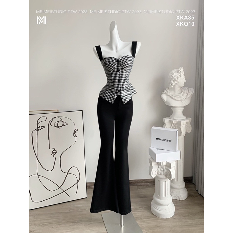 Quần vải ống loe chất Umi co giãn MEI MEI