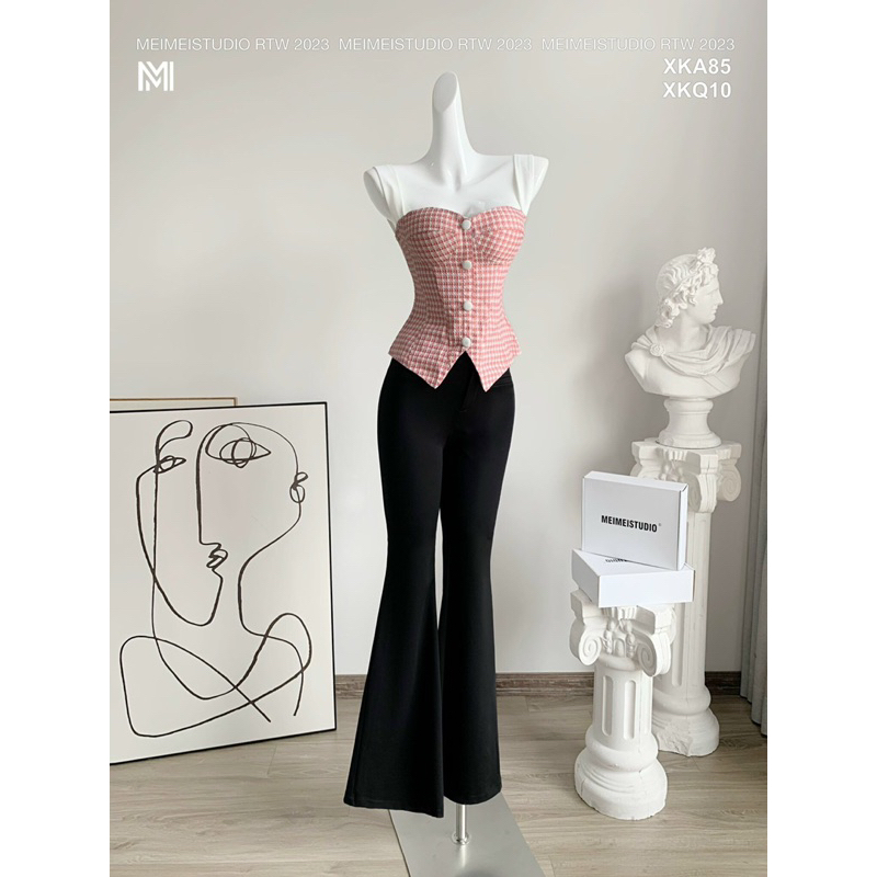 Quần vải ống loe chất Umi co giãn MEI MEI