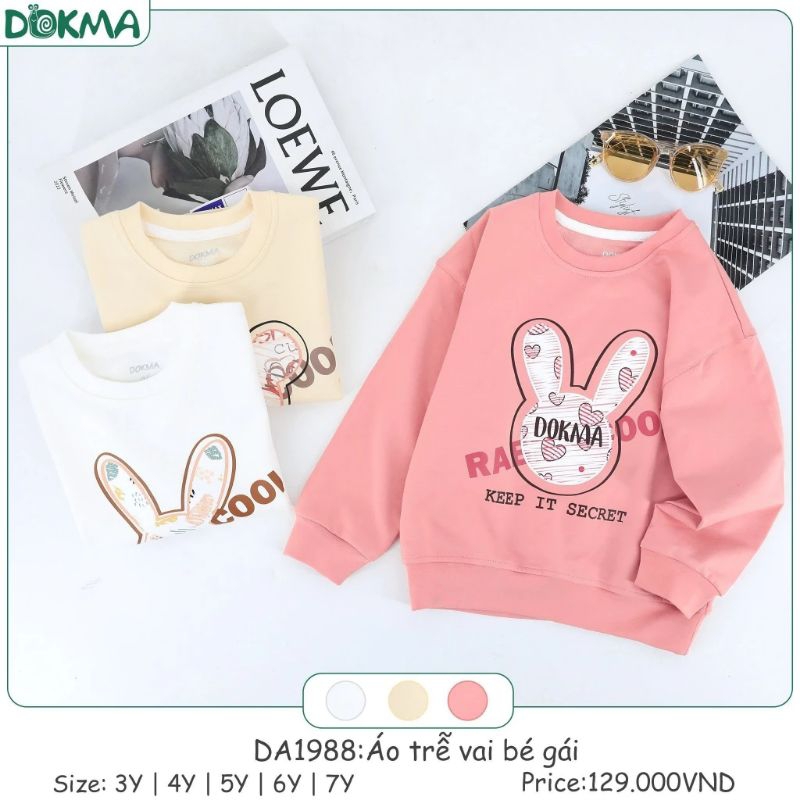 Áo nỉ da cá Dokma cho bé gái 3-7Y DA1988, DQ1962