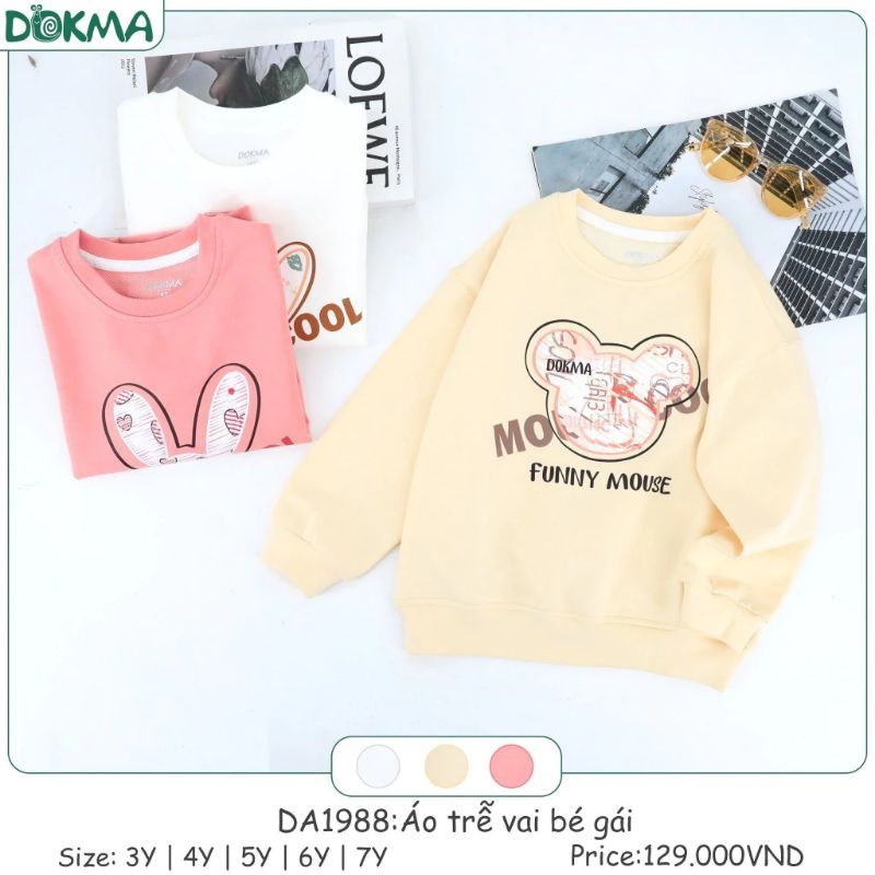 Áo nỉ da cá Dokma cho bé gái 3-7Y DA1988, DQ1962
