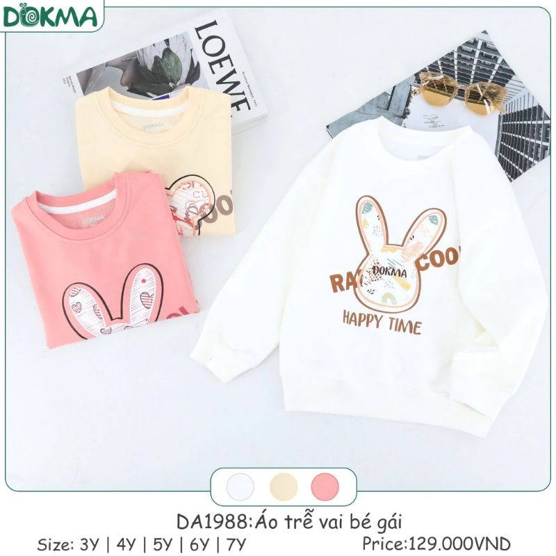Áo nỉ da cá Dokma cho bé gái 3-7Y DA1988, DQ1962
