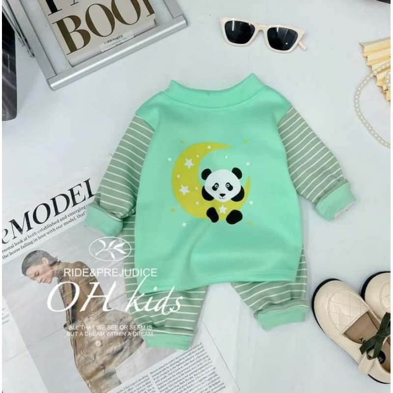 Bộ dài tay nỉ bông trẻ em ấm áp cho bé