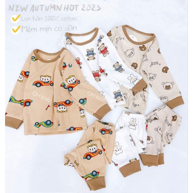 Bộ dài tay trẻ em, chất len tăm sợi nhỏ các cấp cho bé 5/16kg