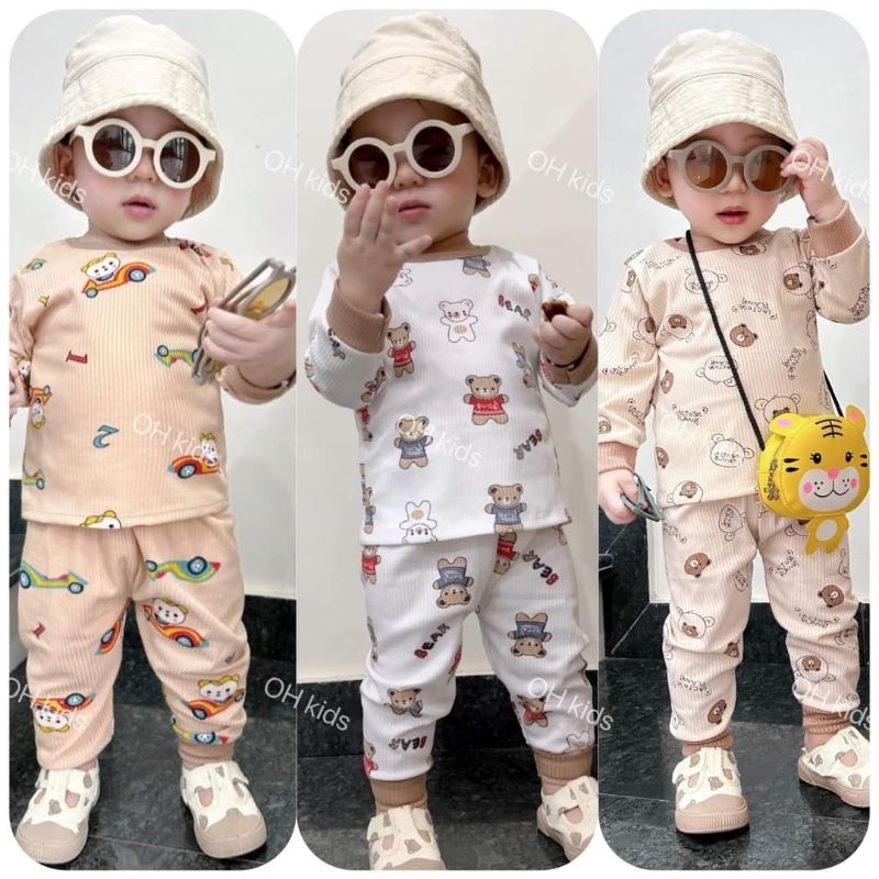 Bộ dài tay trẻ em, chất len tăm sợi nhỏ các cấp cho bé 5/16kg