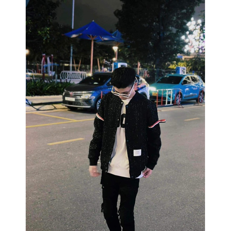 Áo khoác thome kim tuyến 2 vạch cánh tay nam nữ siêu hot