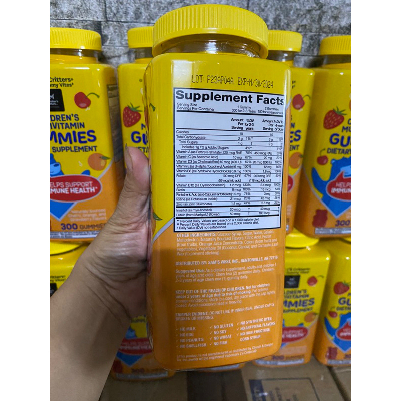 Kẹo dẻo gấu bổ sung Vitamin L'il Critters Gummy Vites 300 viên, immunce C 290viênt