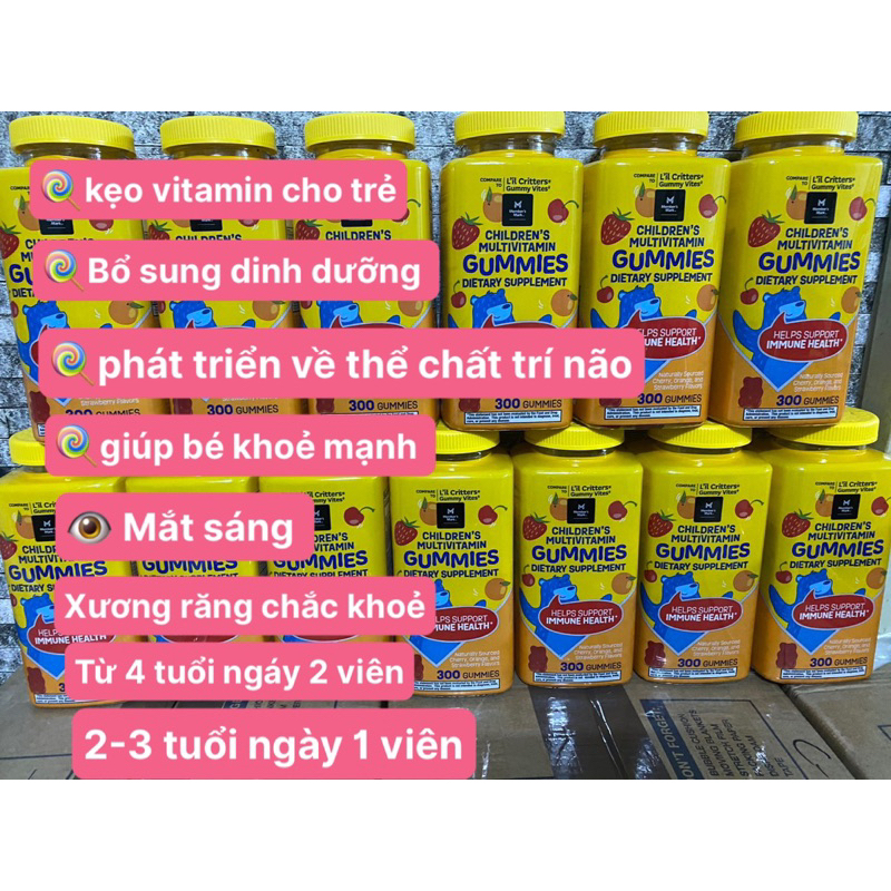 Kẹo dẻo gấu bổ sung Vitamin L'il Critters Gummy Vites 300 viên, immunce C 290viênt
